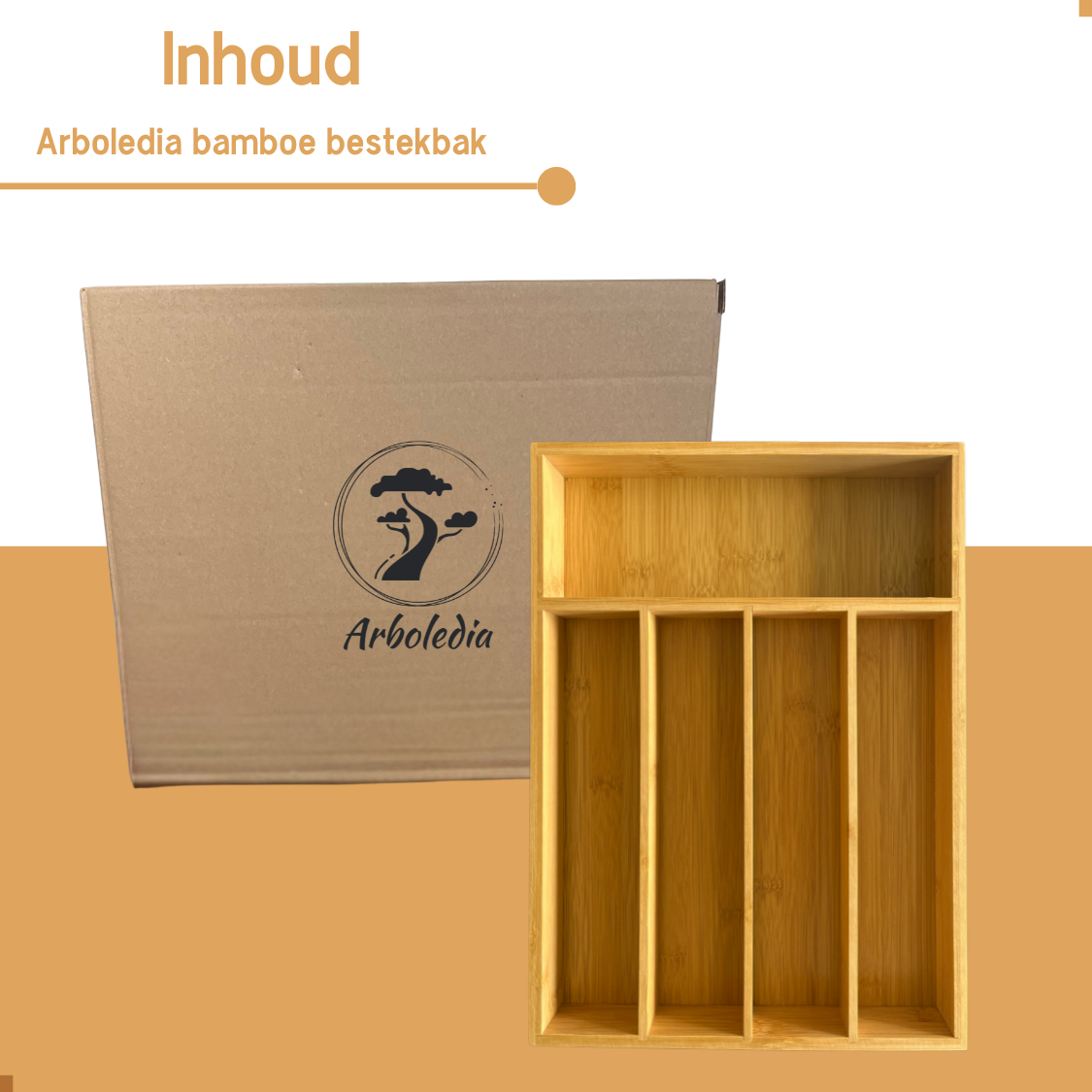 Inhoud pakket Arboledia bamboe bestekbak