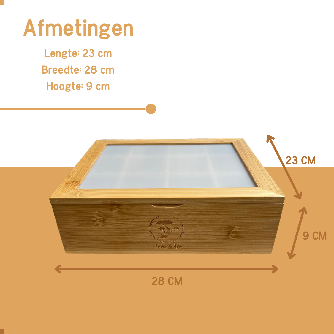 Arboledia theedoos 12 vaks afmetingen